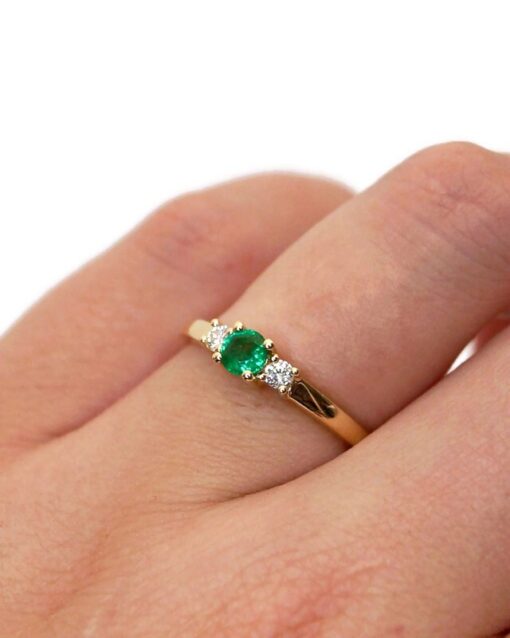 CHRISTOFFERSEN JEWELLERY RING 14 KARAT GULD MED GRØN SMARAGD OG 0,11 CARAT BRILLANTER - 5000490-SM - Billede 3