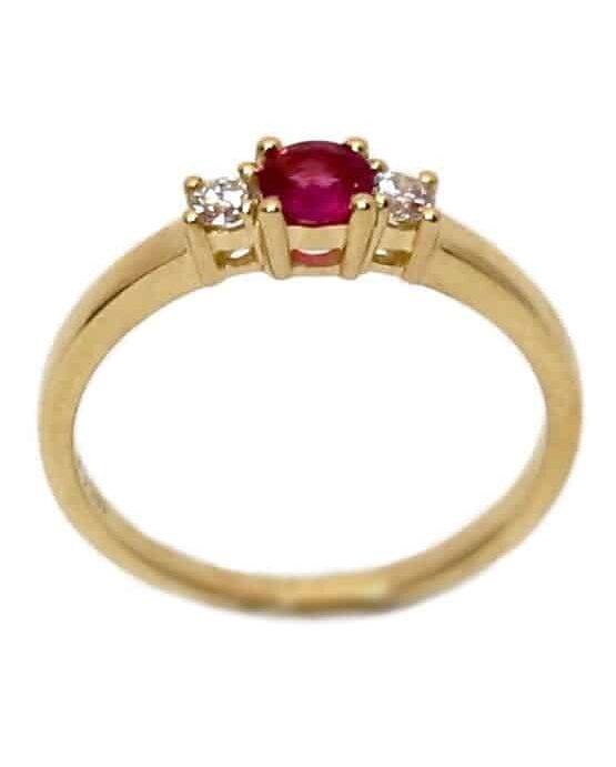 CHRISTOFFERSEN JEWELLERY RING 14 KARAT GULD MED RUBIN OG 0,11 CARAT BRILLANTER – 5000490-RU