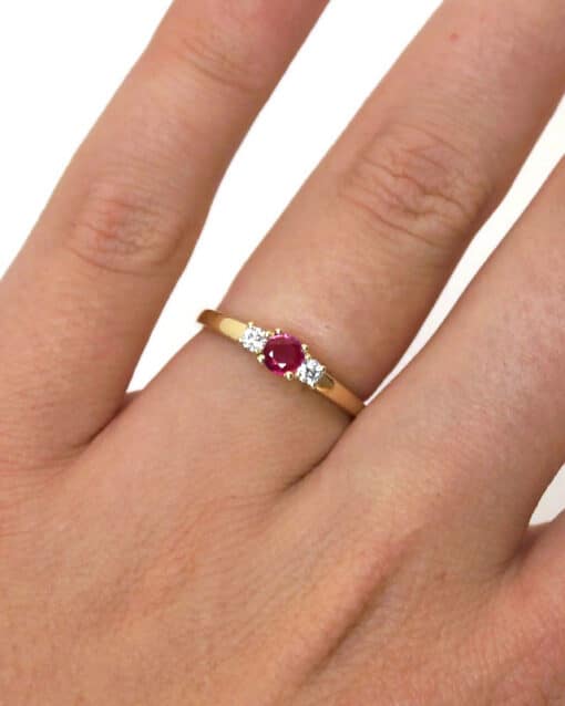 CHRISTOFFERSEN JEWELLERY RING 14 KARAT GULD MED RUBIN OG 0,11 CARAT BRILLANTER – 5000490-RU - Billede 3