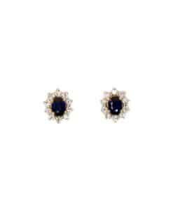 CHRISTOFFERSEN JEWELLERY ROSÉT ØRESTIKKER 14 KARAT GULD MED SAFIR OG BRILLANTER - 3070256G-SA