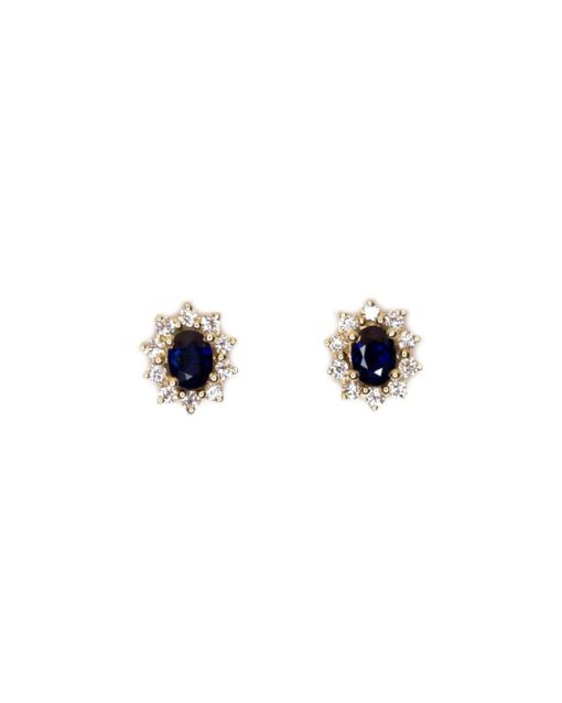CHRISTOFFERSEN JEWELLERY ROSÉT ØRESTIKKER 14 KARAT GULD MED SAFIR OG BRILLANTER - 3070256G-SA
