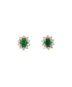 CHRISTOFFERSEN JEWELLERY ROSÉT ØRESTIKKER 14 KARAT GULD MED SMARAGD OG BRILLANTER - 3070256G-SM