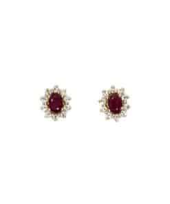 CHRISTOFFERSEN JEWELLERY ROSÉT ØRESTIKKER 14 KARAT GULD MED RUBIN OG BRILLANTER – 3070256G-RU