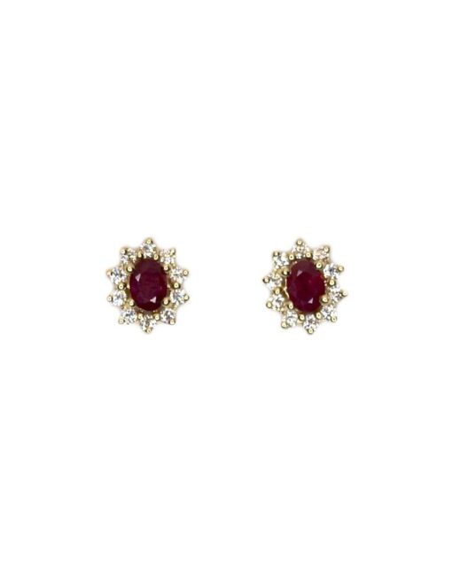 CHRISTOFFERSEN JEWELLERY ROSÉT ØRESTIKKER 14 KARAT GULD MED RUBIN OG BRILLANTER – 3070256G-RU