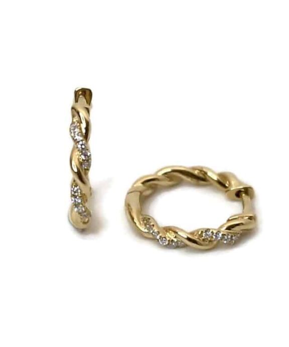 CHRISTOFFERSEN JEWELLERY SNOET KNÆK CREOL 14 KARAT GULD MED BRILLANTER – 3700538