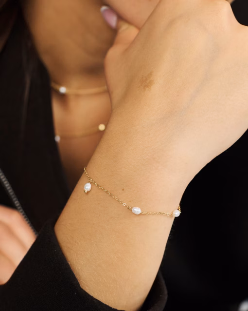 STUDIO Z SØLV FORGYLDT ARMBÅND TRACE PEARL - 7253453 - Billede 2