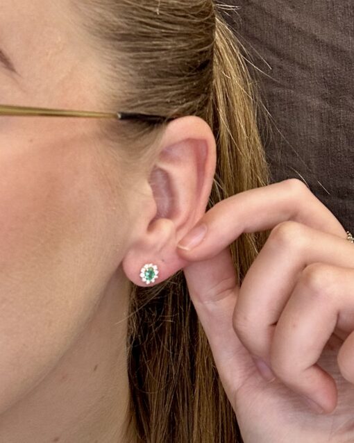 CHRISTOFFERSEN JEWELLERY ROSÉT ØRESTIKKER 14 KARAT GULD MED SMARAGD OG BRILLANTER - 3070256G-SM - Billede 3