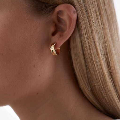 CAMILLE BRINCH LARGE BANKET HOOPS I FORGYLDT SØLV - SBH-FG - Billede 2