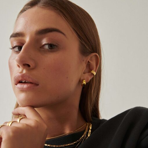 CAMILLE BRINCH LARGE BANKET HOOPS I FORGYLDT SØLV - SBH-FG - Billede 3