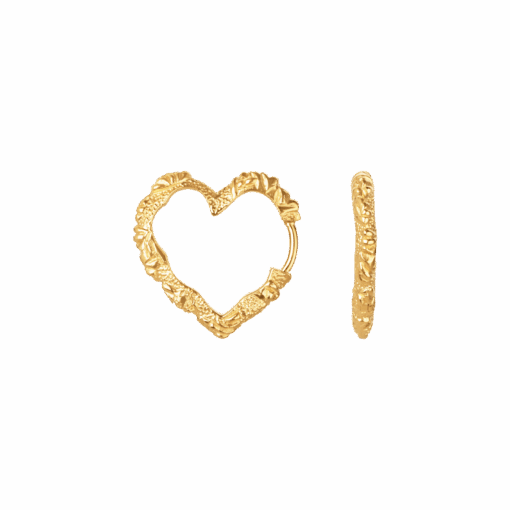 CAMILLE BRINCH MEDIUM HEART CRUSH HOOPS FORGYLDT SØLV ØRERINGE - MHCRH-FG