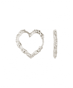 CAMILLE BRINCH MEDIUM HEART CRUSH HOOPS SØLV ØRERINGE - MHCRH