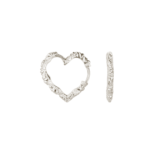 CAMILLE BRINCH MEDIUM HEART CRUSH HOOPS SØLV ØRERINGE - MHCRH