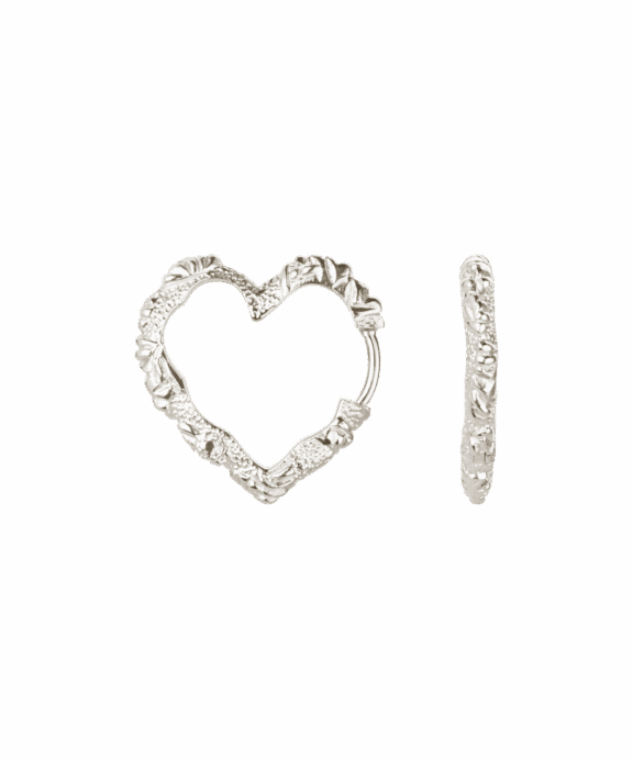 CAMILLE BRINCH MEDIUM HEART CRUSH HOOPS SØLV ØRERINGE - MHCRH