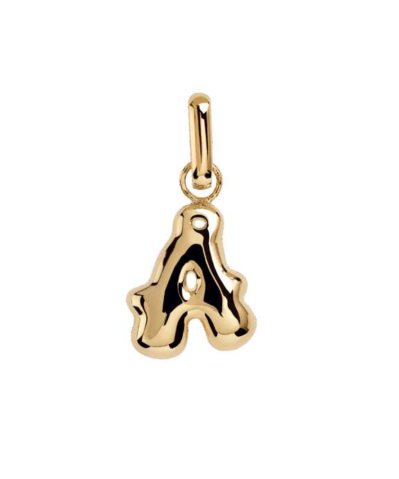 CAMILLE BRINCH LETTER PUFFER CHARM A I FORGYLDT SØLV - APUL-FG-P