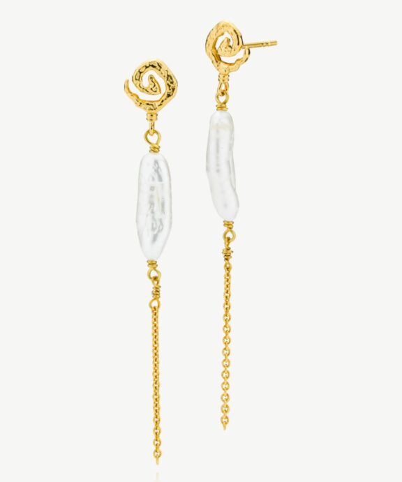 SISTIE ISOLA ØREHÆNGER I FORGYLDT SØLV MED FERSKVANDS PERLE - Z1277GS