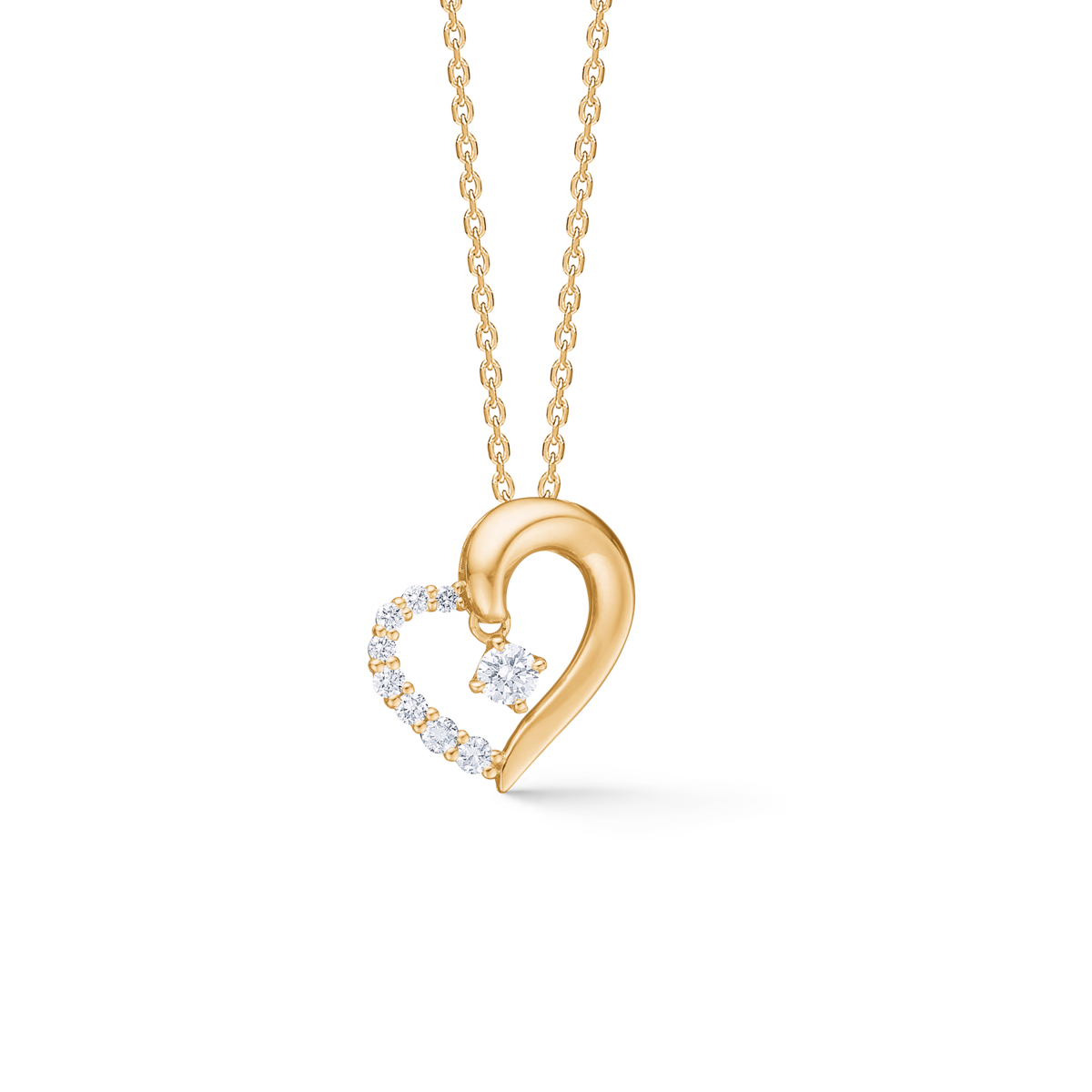 MADS Z CROWN HEART VEDHÆNG 14 KARAT MED 0,20 CT W/SI OG FORGYLDT KÆDE- 1531720