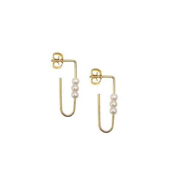 HEIRING ØRERINGE MED 3 PERLER I FORGYLDT SØLV - 29-9-73FG