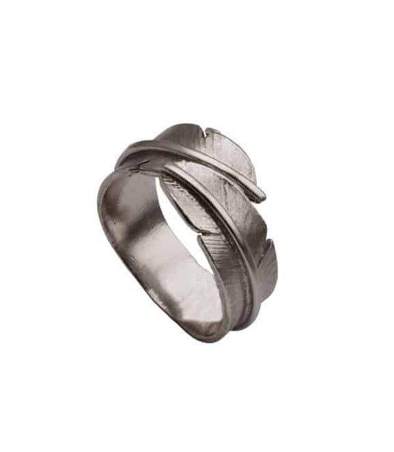 HEIRING FJER RING LILLE I OXYDERET SØLV - 51-5-95OX