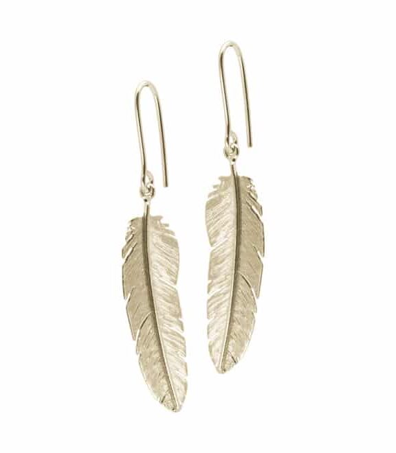 HEIRING FJER MELLEM ØREHÆNGER I FORGYLDT SØLV - 51-5-98ØH/FG