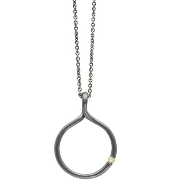 HEIRING DRØMMEFANGER LILLE VEDHÆNG I OXYDERET SØLV MED BRILLANT - 51-9-03OX