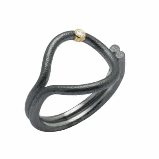HEIRING DRØMMEFANGER RING I OXYDERET SØLV MED BRILLANT - 51-9-04BR/OX