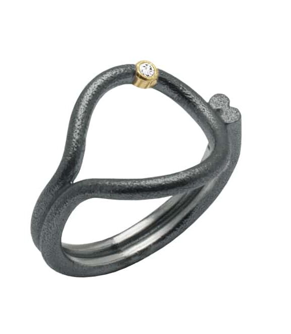 HEIRING DRØMMEFANGER RING I OXYDERET SØLV MED BRILLANT - 51-9-04BR/OX