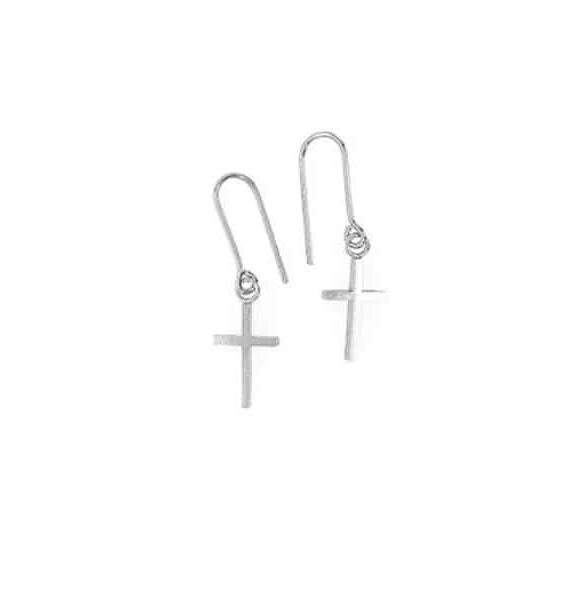 HEIRING ØREHÆNGER I SØLV RHODINERET MED KORS - 52-1-91RH