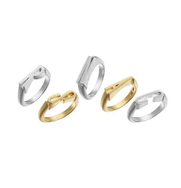 HEIRING INITIALS RING I FORGYLDT SØLV MED BOGSTAVET T - 52-4-20FG