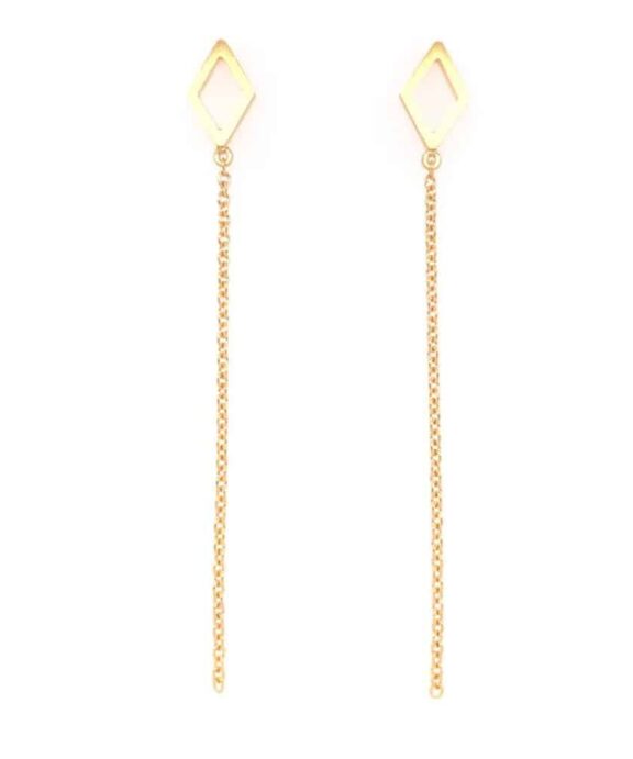 HEIRING RHOMBUS ØRERINGE MED KÆDE I FORGYLDT SØLV - 52-8-12FG