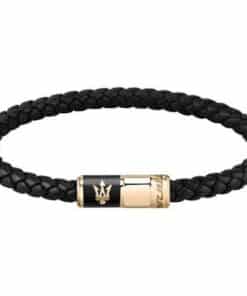 MASERATI ARMBÅND RECYCLED KÆDER SORT 21 CM - JM124AVE21