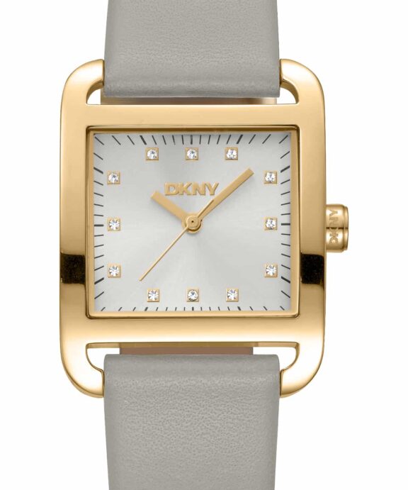 DKNY CITY MIDI UR DAME MED GRÅ LÆDERREM - DK1L004L0025