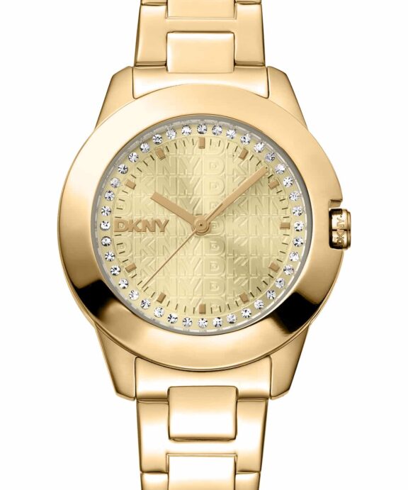 DKNY PARK AVE LOGO UR DAME GULD FARVET MED LÆNKE - DK1L021M0055