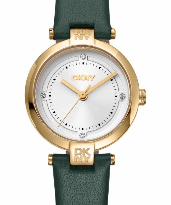 DKNY ESSENTIAL MINI UR DAME MED GRØN LÆDERREM - DK1L043L0025
