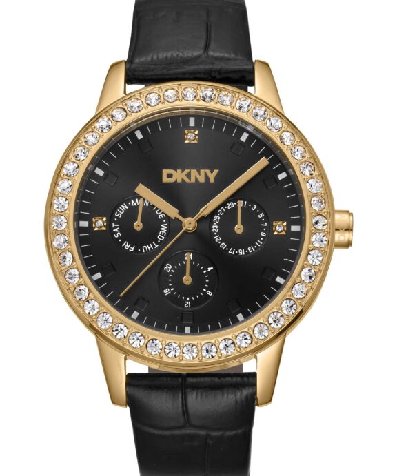 DKNY PARSONS MULTI GLITZ UR DAME MED SORT LÆDERREM - DK1L055L0025