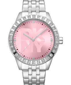 DKNY PARSON GLITZ UR DAME MED ROSA FARVET SKIVE - DK1L059M0045