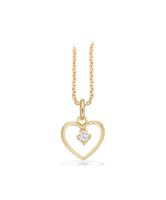 SCROUPLES HJERTE VEDHÆNG I 8 KARAT GULD MED ZIRKONIA - 214933