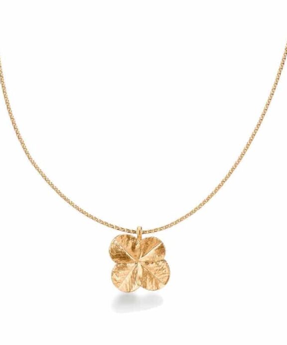 FLORA DANICA FIRKLØVER STATEMENT HALSKÆD I FORGYLDT SØLV - FLC-NE-LARGE-G