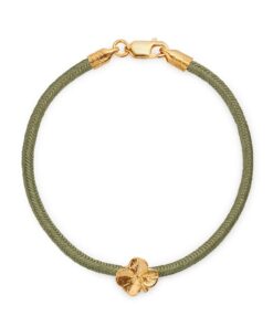 FLORA DANICA FIRKLØVER SILKEARMBÅND OLIVEN FARVET I FORGYLDT SØLV 20 CM - FLC-SILK-OLIVE-20-G