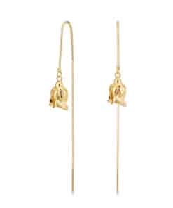 FLORA DANICA ROSE ØREHÆNGERE MED KÆDE I FORGYLDT SØLV - ROS-EACH-G