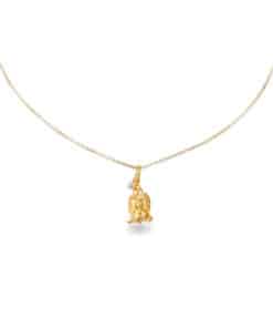 FLORA DANICA ROSE HALSKÆDE MED VEDHÆNG I FORGYLDT SØLV MED DIAMANT - ROS-NE-G