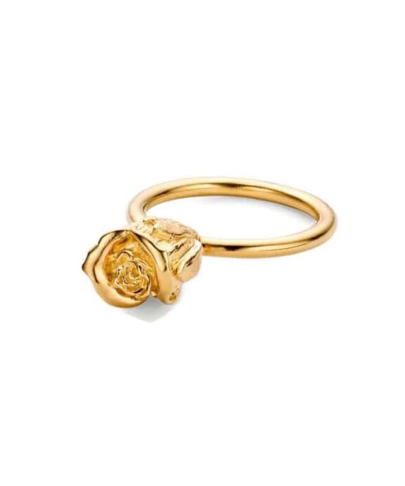 FLORA DANICA ROSE STATEMENT RING I FORGYLDT SØLV - ROS-RI-G