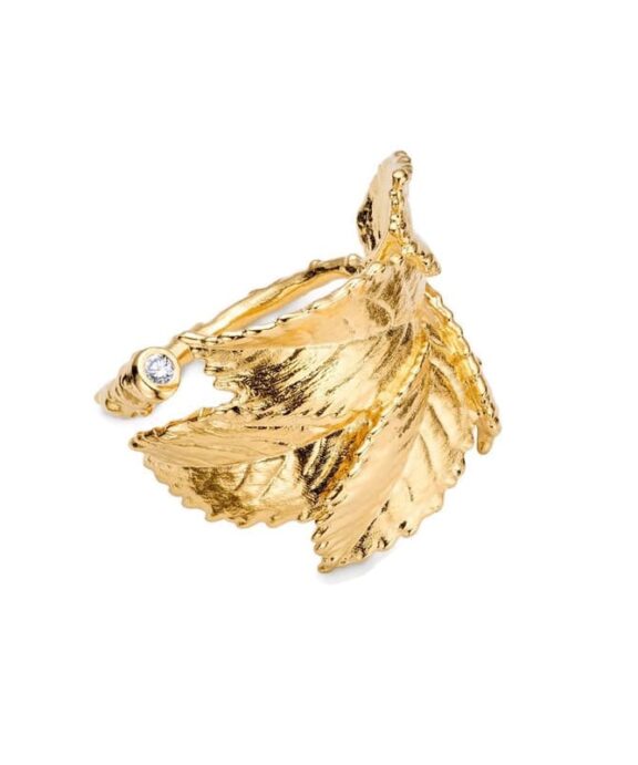 FLORA DANICA ROSENBLAD STATEMENT RING FORGYLDT SØLV MED DIAMANT - ROS-STRI-G