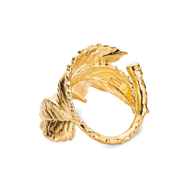 FLORA DANICA ROSENBLAD STATEMENT RING FORGYLDT SØLV MED DIAMANT - ROS-STRI-G - Billede 4