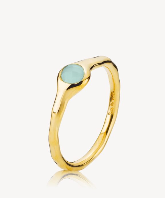 IZABEL CAMILLE ATHENA RING I FORGYLDT SØLV MED GRØN KALCEDON - A4186GSAQUAGREEN