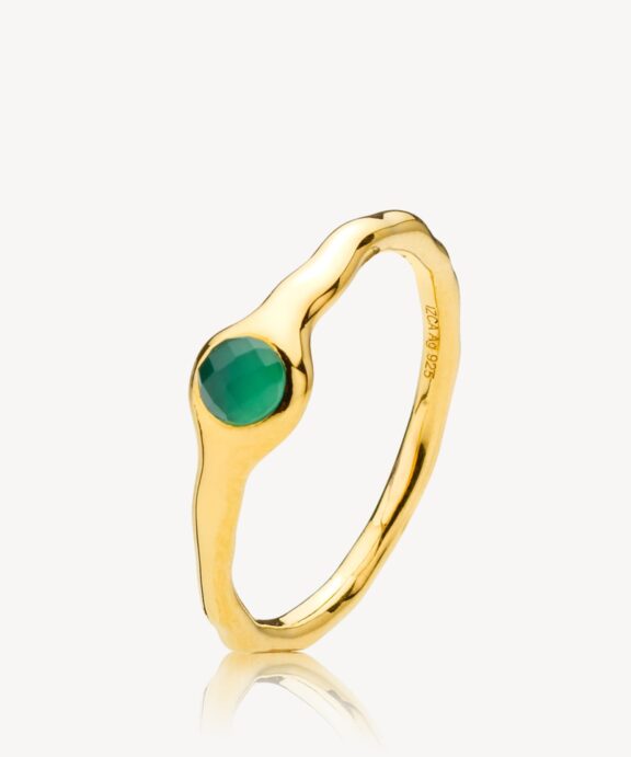 IZABEL CAMILLE ATHENA RING I FORGYLDT SØLV MED GRØN ONYX - A4186GSGREEN