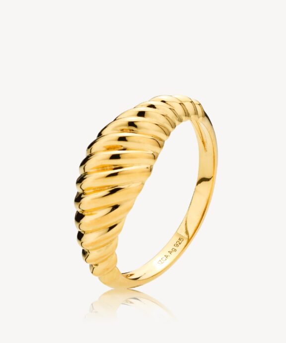 IZABEL CAMILLE JULIA RING SØLV FORGYLDT MED RILLER - A4191GS