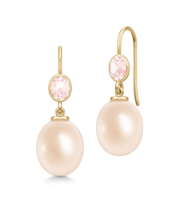 JULIE SANDLAU CALLAS ØREHÆNGER I FORGYLDT SØLV MED ROSA PERLE - HKS564GDROPLRQ