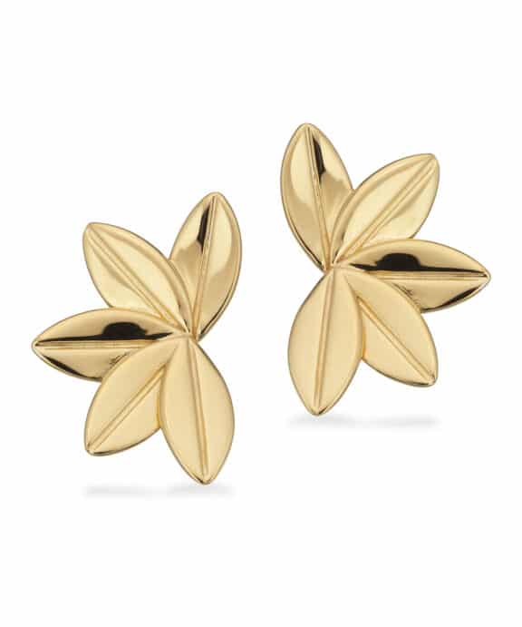 SCROUPLES BLAD ØRESTIKKER I FORGYLDT SØLV - 165942