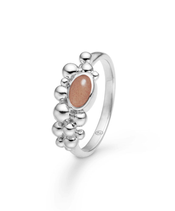 MADS Z PRECIOUS BUBBLES RING I SØLV MED PEACH MÅNESTEN - 2146126