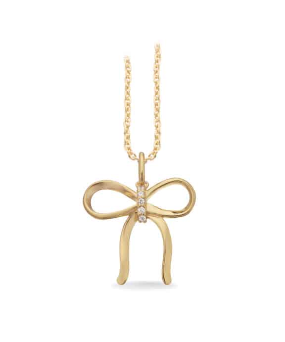 SCROUPLES SLØJFE HALSKÆDE I FORGYLDT SØLV MED KLARE STEN - 242532